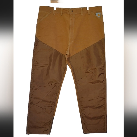 Vintage Carhartt Men's 44x34 Khaki-Brown Double Knee Pants USA Pride Crafted "89 - Picture 1 of 13